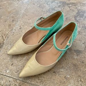France Mode two-tone kitten heel pumps EU size 39.5